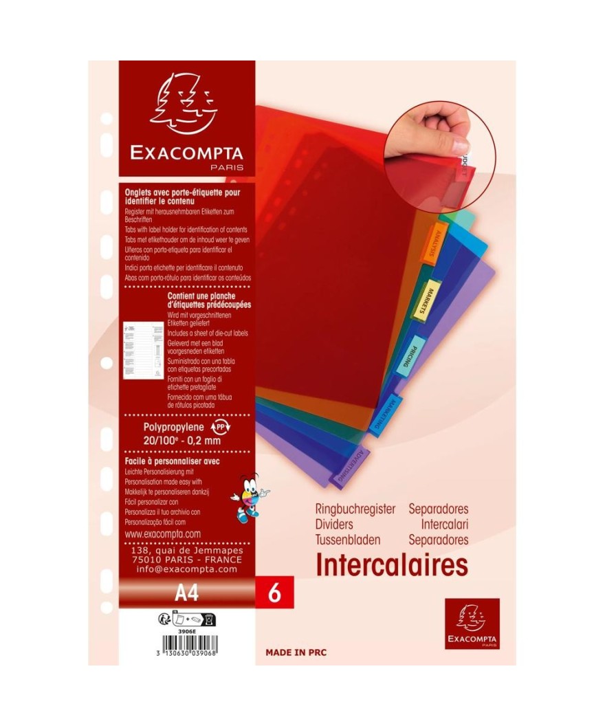 Intercal. pochette A4 PP 6 pos. perso