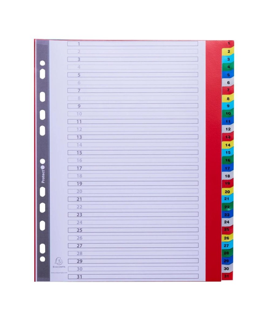 Intercalaires 1-31 A4+ PP onglets impr.