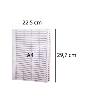 Intercal.carte blanche A4 numé. 1-100