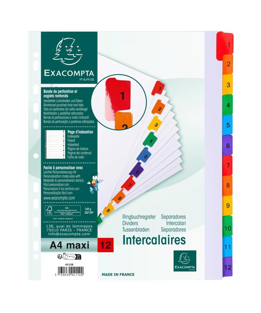 Intercal.12P A4+ carte bl./ongl.coul.imp