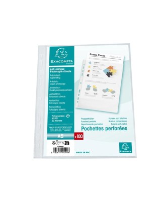 Sach.100 poch.perfo A5 PP Stand. grainé