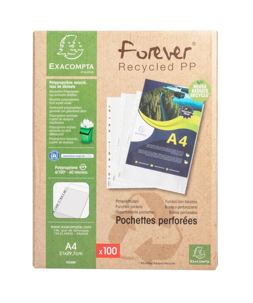 E.C. 100poch.perf. PP recy. grainé 6/100
