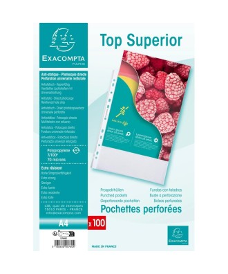 Sach.100 poch.perfo A4 PP 70µ grainé