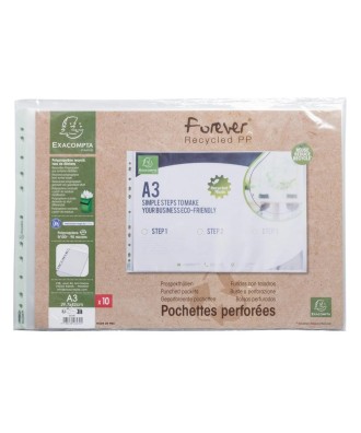 Pt 10 Poch.perforées PP recyclé  90µ A3