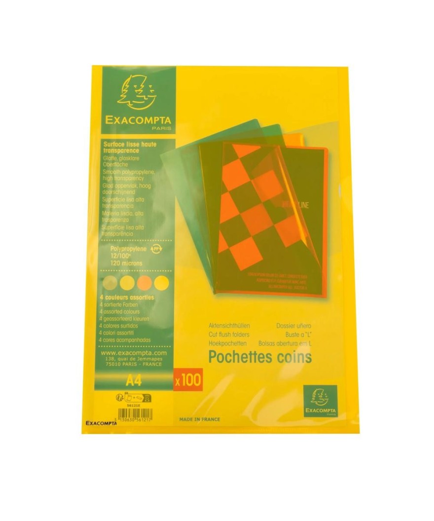 Sachet 100 poch.Coin A4 PP Lisse 120 as