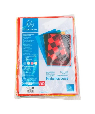 Sachet 100 poch.Coin A4 PP Lisse 120 as