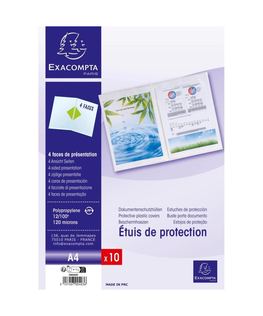 SACHET 10 ETUIS DOUBLES PP 12/100 A4