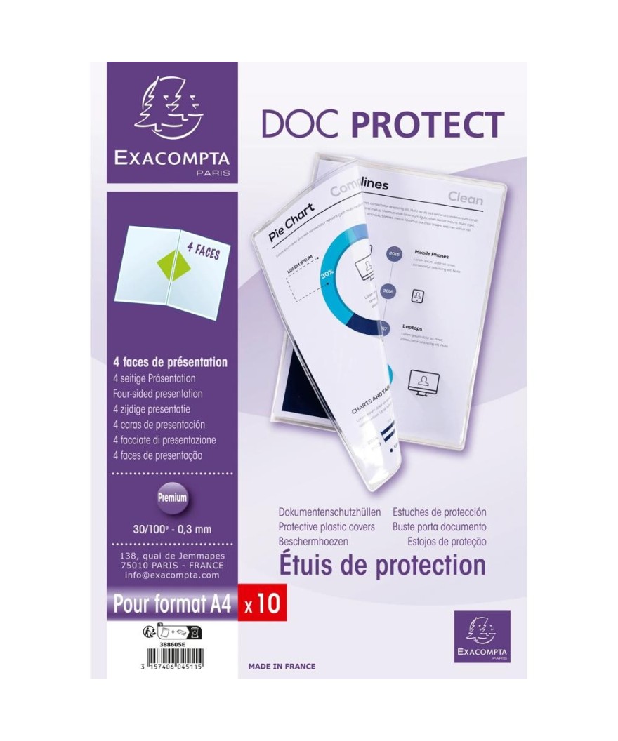 SACH. 10 ETUIS DOUBLES PVC 30/100 A4
