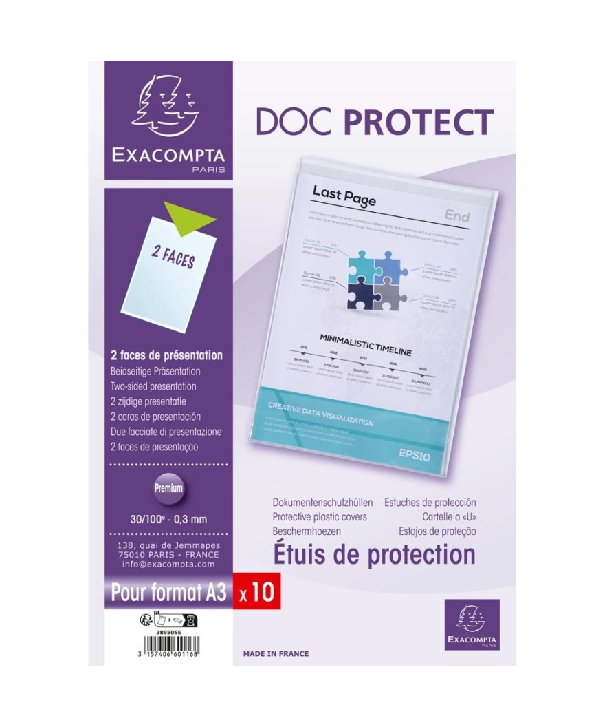 SACH. 10 ETUIS SIMPLES PVC 30/100 A3
