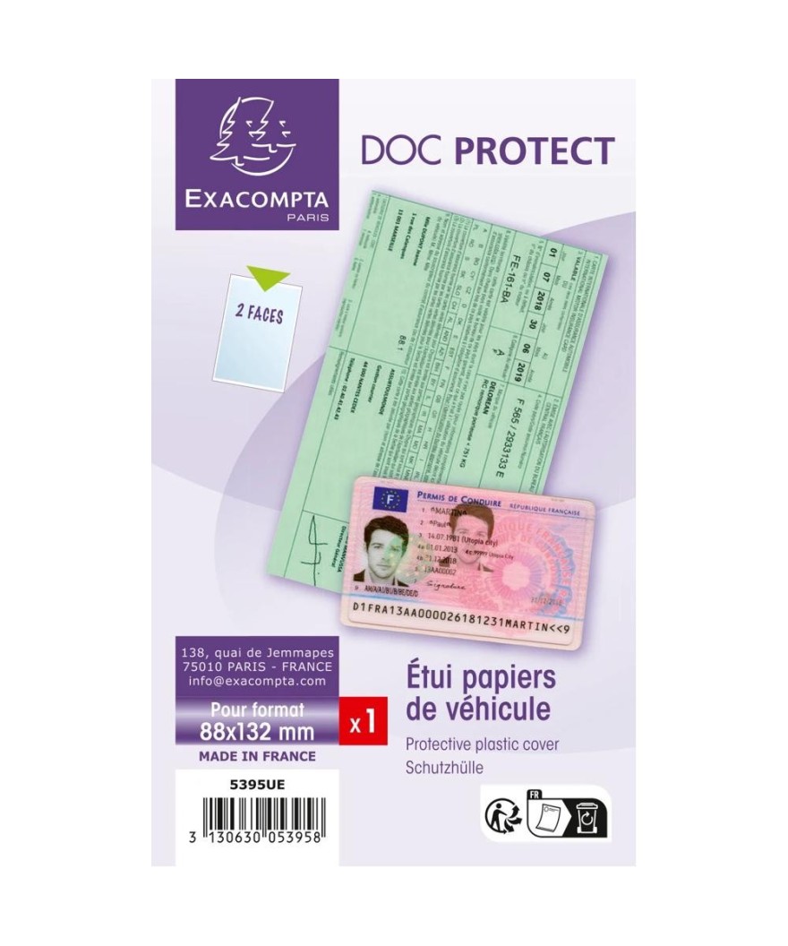 Etui de Protection PVC Documents voiture