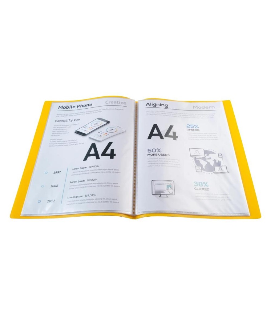 Porte vues PP A4 20 vues Jaune