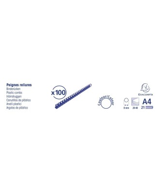 Boite 100 peignes plastique 8mm A4 noir