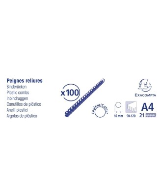 Boite 100 peignes plastique 16mm A4 noir