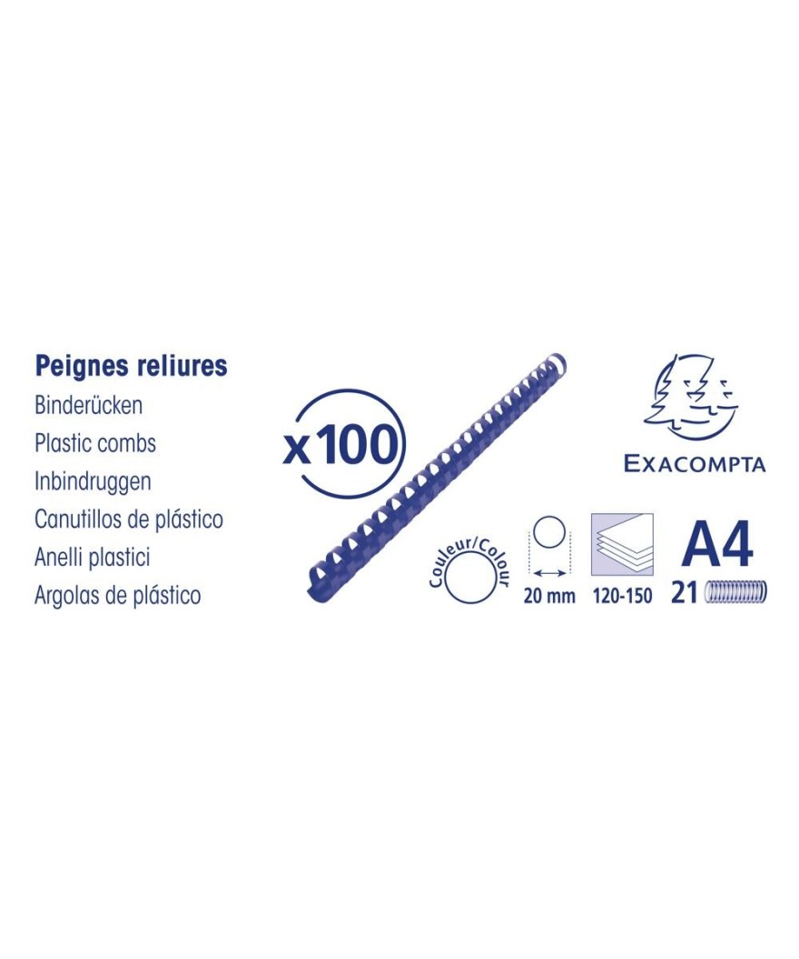 Boite 100 peignes plastique 20mm A4 noir