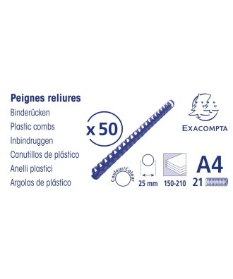 Boite 50 peignes plastique 25mm A4 noir