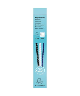 Bte 25 peignes plastique 10mm A4 blanc