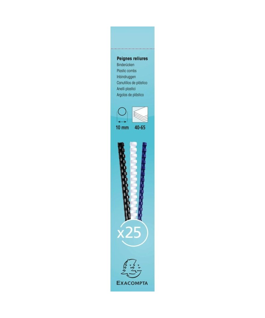 Bte 25 peignes plastique 10mm A4 blanc