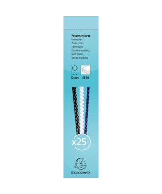 Bte 25 peignes plastique 12mm A4 blanc