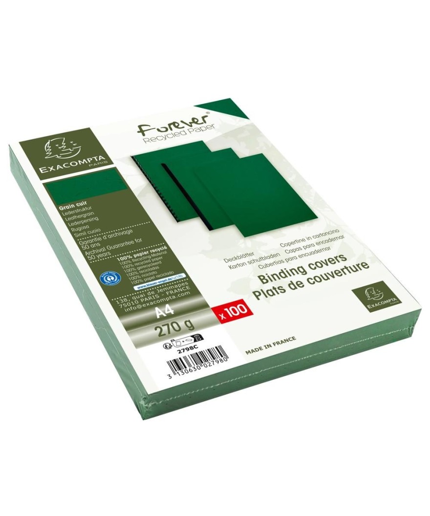 PK 100 couvertures FOREVER Vert A4 270G