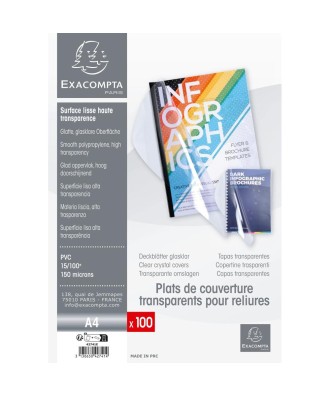 Bte 100 plats A4 PVC Cristal 15/100°