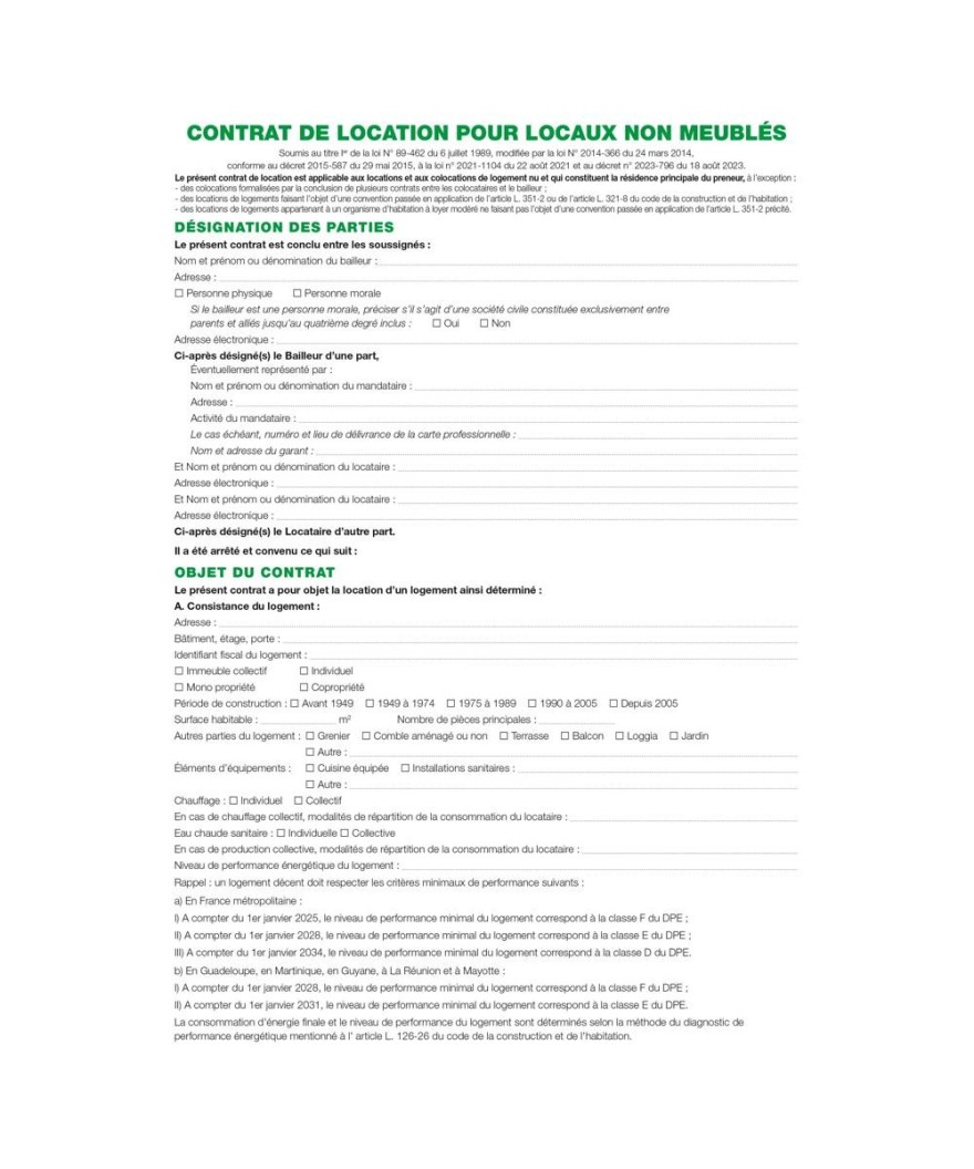 DOSSIER LOCATION NON MEUBLÉE