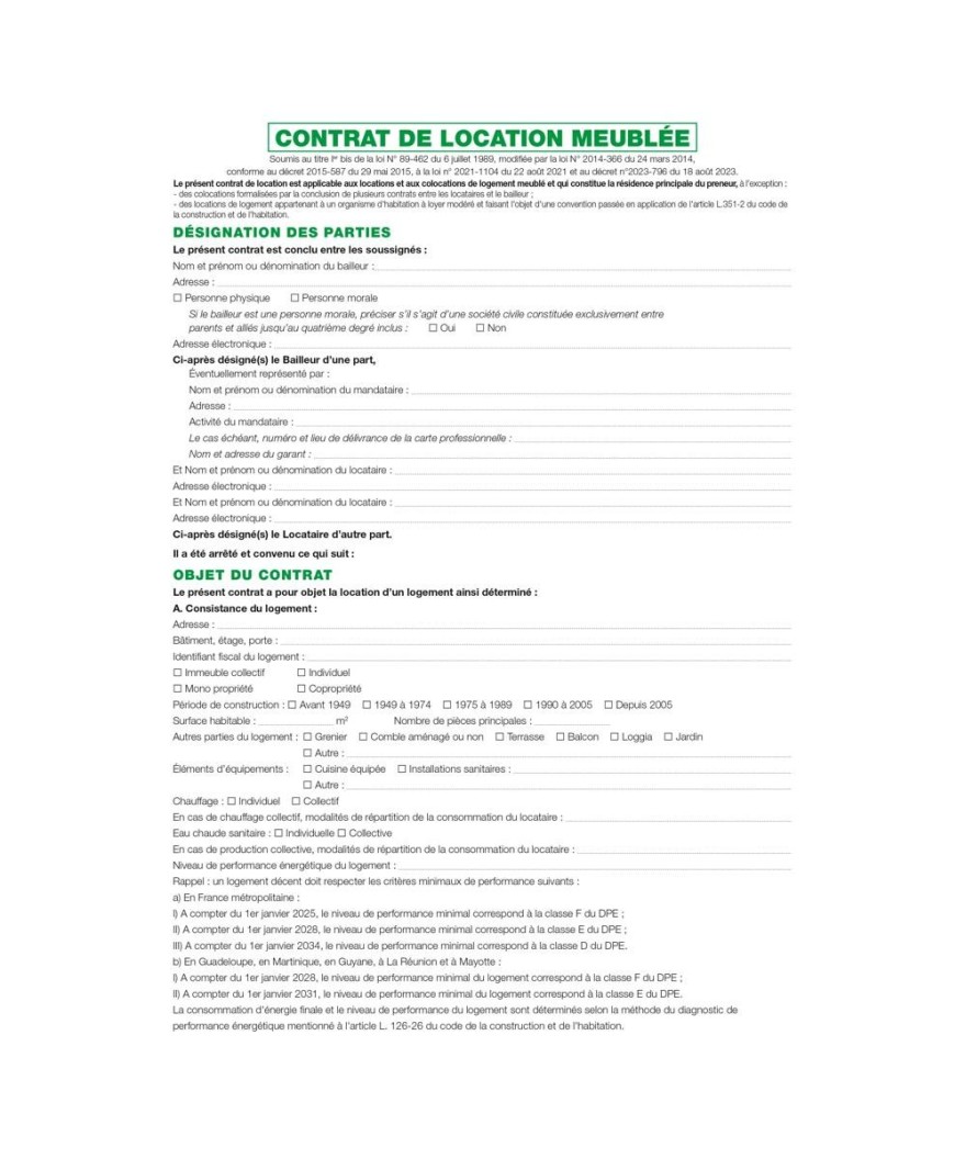 FLLES C.L POUR LOCATION MEUBLÉE
