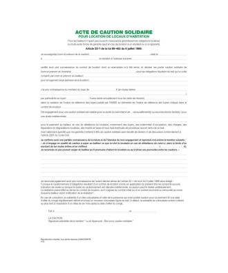 LIASSE ACTE CAUTION/HABITATION PRINCIP.