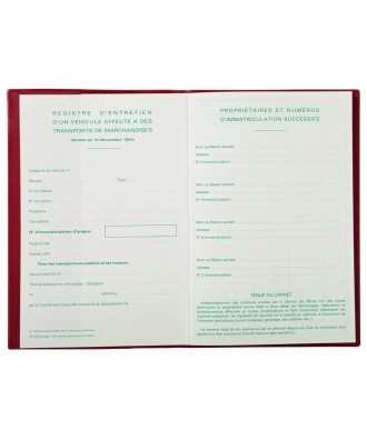 Carnet d'Entretien Véhicules Transports
