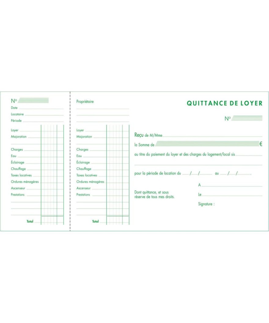 QUITTANCES LOYER 13,5/18,5 50 FLLETS