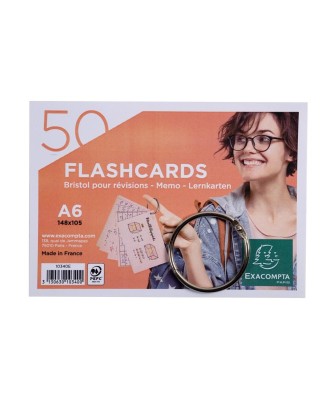 50 Flashcards bristol A6 lignées 5 ass.