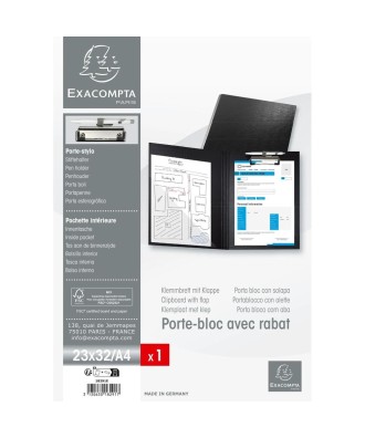 Porte-bloc à rabat papier enduit A4 noir