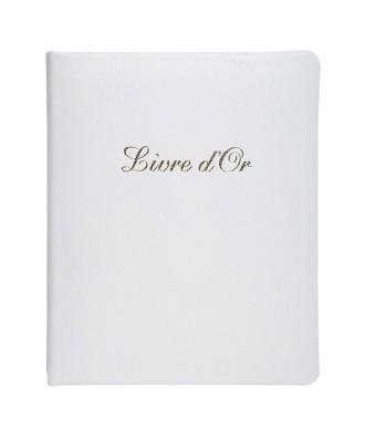 Livre d'or cuir Alpille 26X22 blanc +/t