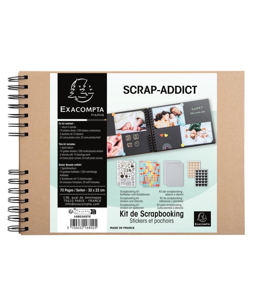 Kit Scrapbooking 32x22 kraft ss feutres