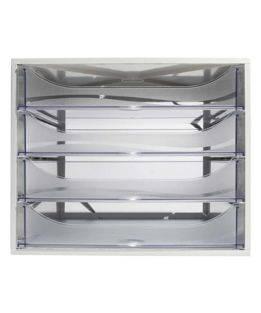 ECOBOX Caisson 4 tiroirs gris/cristal