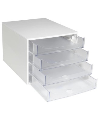 ECOBOX Caisson 4 tiroirs gris/cristal