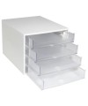 ECOBOX Caisson 4 tiroirs gris/cristal