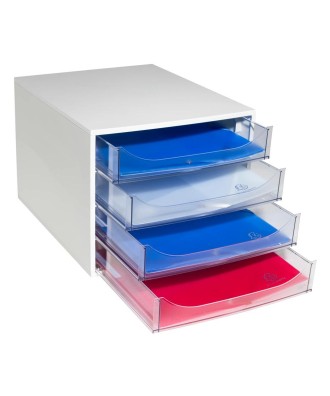 ECOBOX Caisson 4 tiroirs gris/cristal