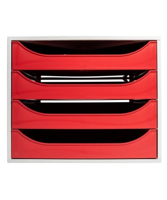 ECOBOX Caisson 4tiroirsOFFICE gris/rouge