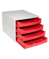 ECOBOX Caisson 4tiroirsOFFICE gris/rouge