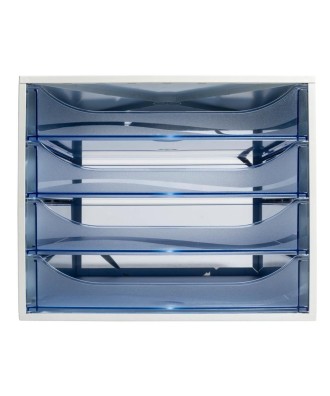 ECOBOX 4 tiroirs gris/bleu glacé transpa
