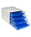 ECOBOX 4 tiroirs gris/bleu glacé transpa