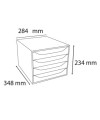 ECOBOX 4 tiroirs gris/framboise transpar