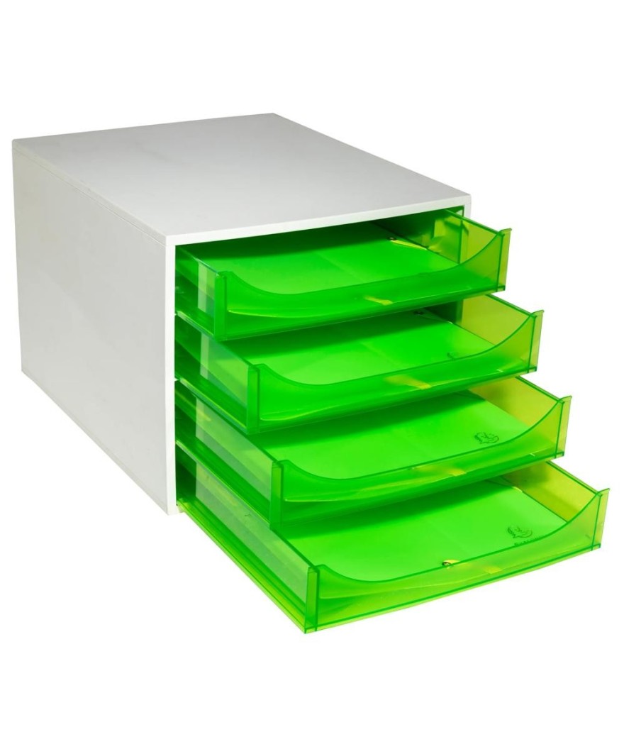 ECOBOX 4 tiroirs gris/vert pomme transpa